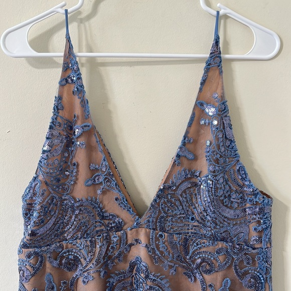 Free People Night Shimmers Mini Dress Blue Size 12 - Picture 8 of 13